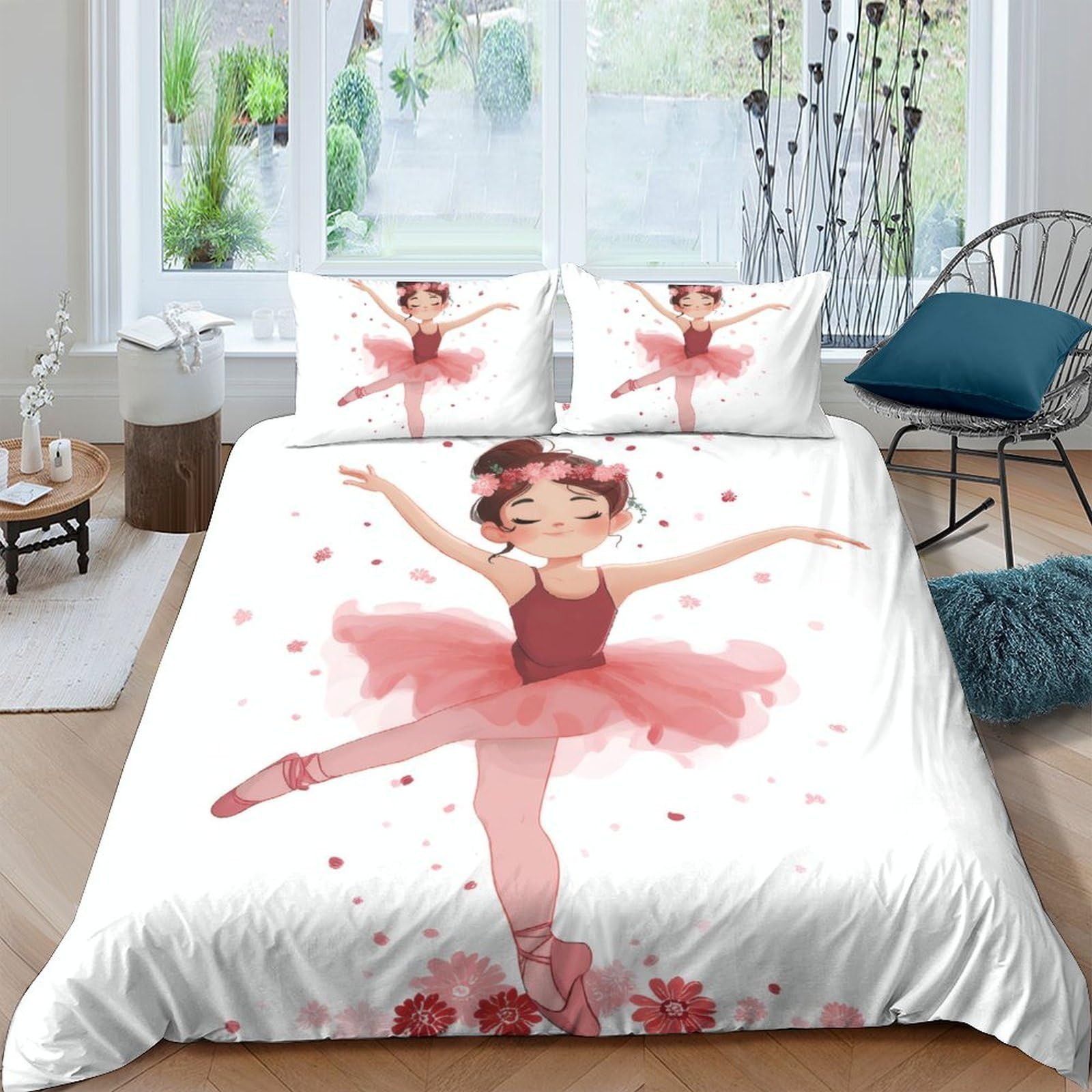 Ctjqhvkz Style-2 3D Printed Ballerina Pink Dance Fitted Sheet Microfiber Soft Anti-Slip Bed Cover For Bedroom Dorm Mattress Decor Single（135X200cm）