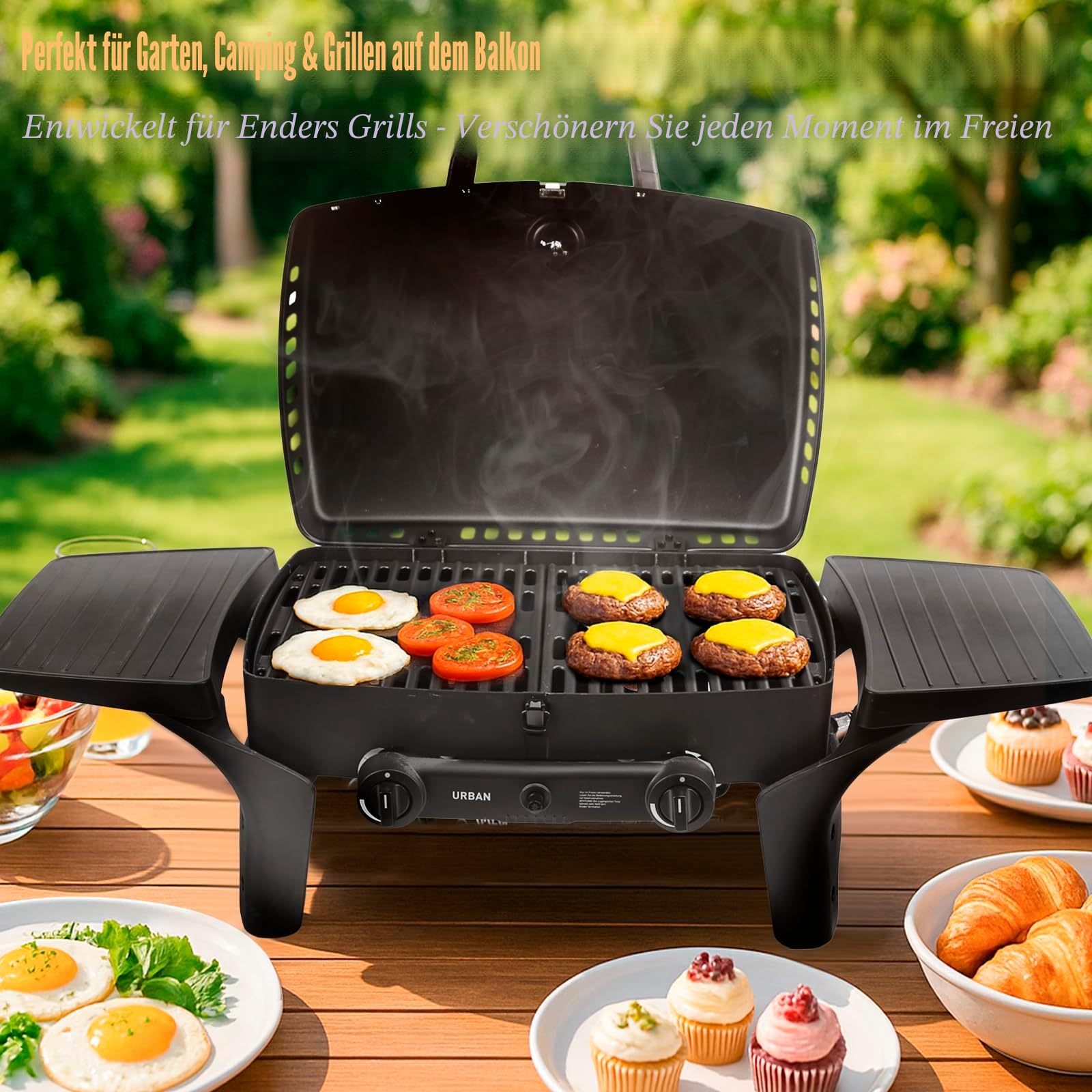 GFTIME 32 x 48cm Gusseisen Grillrost Set für Enders Urban, Urban Pro, Explorer, Explorer Pro Gasgrill (vor 2025), Massives Gussrost Zubehör, Nicht für Enders Urban II & Explorer II, 2 Stück