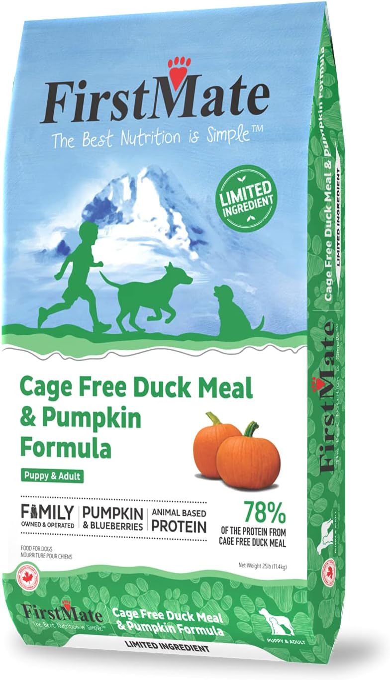 FirstMate Limited Ingredient Cage-Free Duck Meal & Pumpkin Formula Dry Dog Food, 400 Ounce
