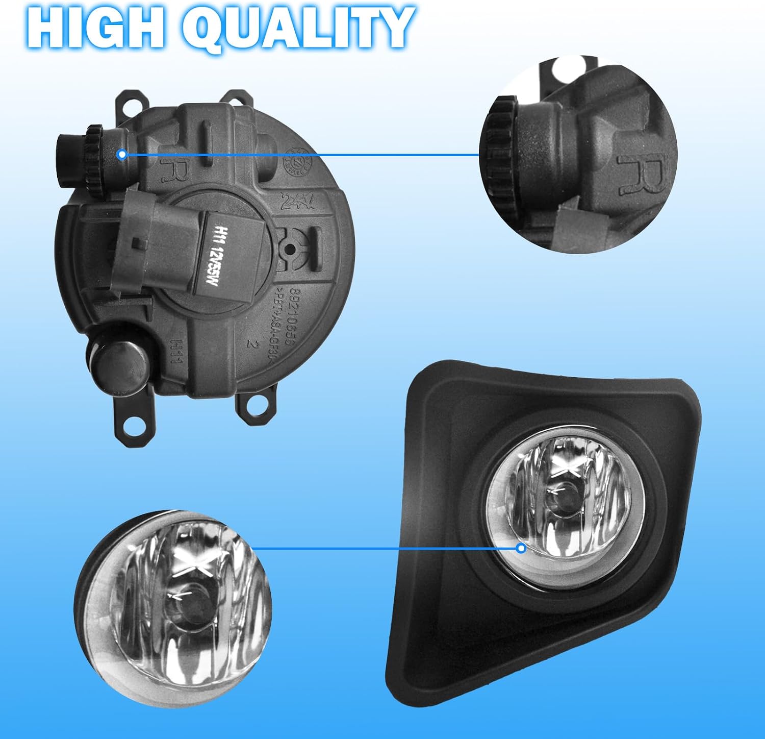 Driving Bumper Fog Lights for 2014-2021 Toyota Tundra with H11 12V 55W Halogen Bulbs & Switch and Wiring Kit (Clear Lens)
