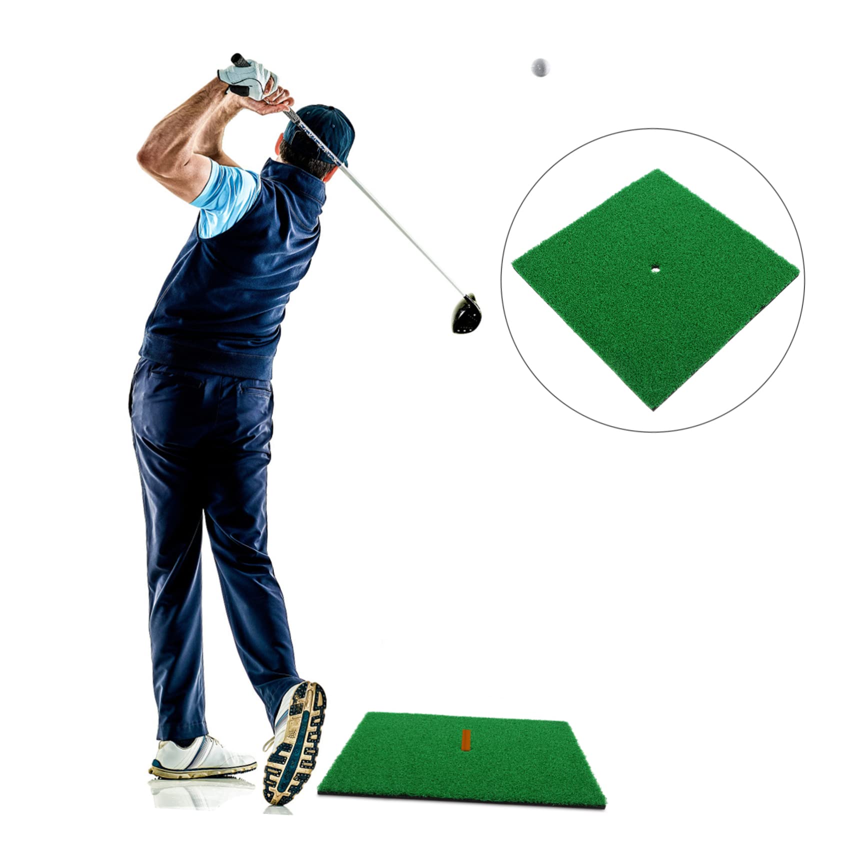 GOOHOCHY Chipping Mat Portable Golf Practice Pad Training Turf Mat for Beginners Advanced Players