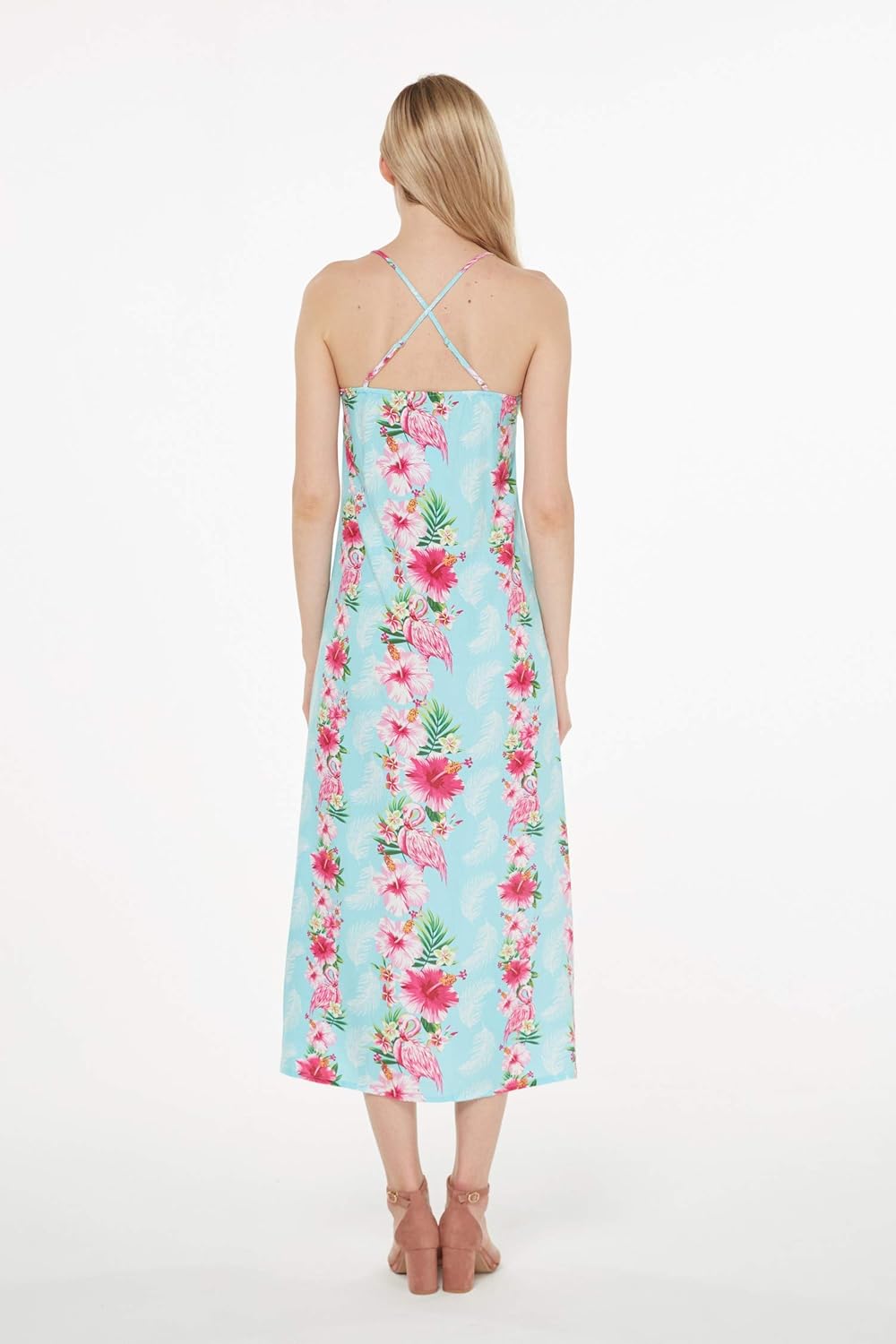 Matchable Family Hawaiian Luau Men Women Girl Boy Clothes in Pink Hibiscus Vine Turquoise - Image 3