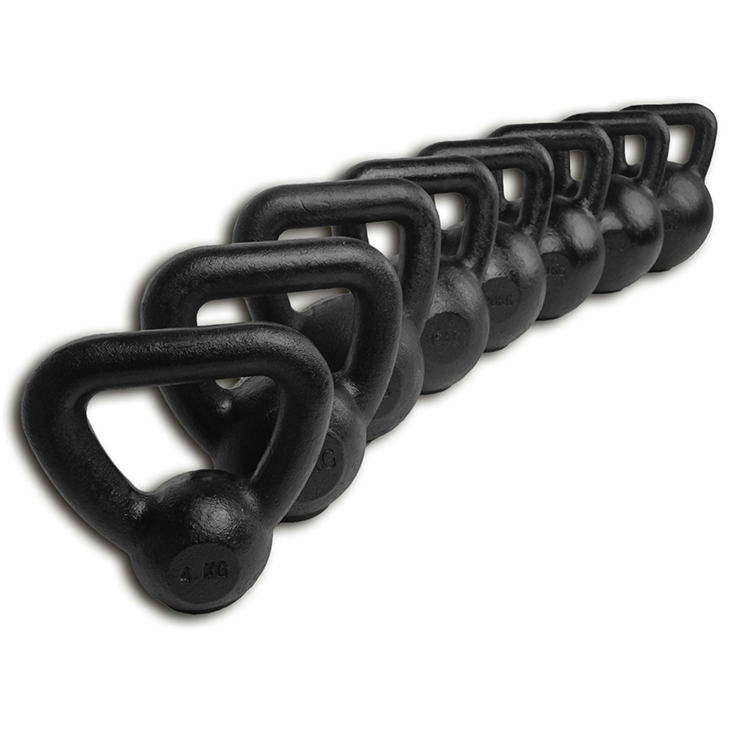 Tunturi Kugelhantel 12 kg aus Gusseisen mit Gummiboden, Kettlebell