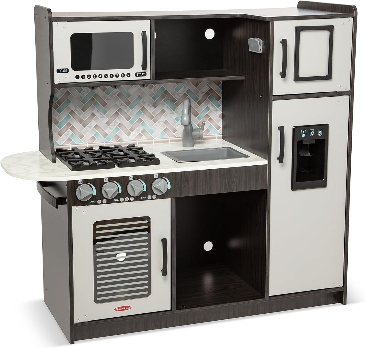 Wooden Chef's Kitchen Set for Kids with Play Kitchen Accessories & “Ice” Cube Dispenser, Preschool Learning Toys for Girls & Boys 3+ - FSC Certified