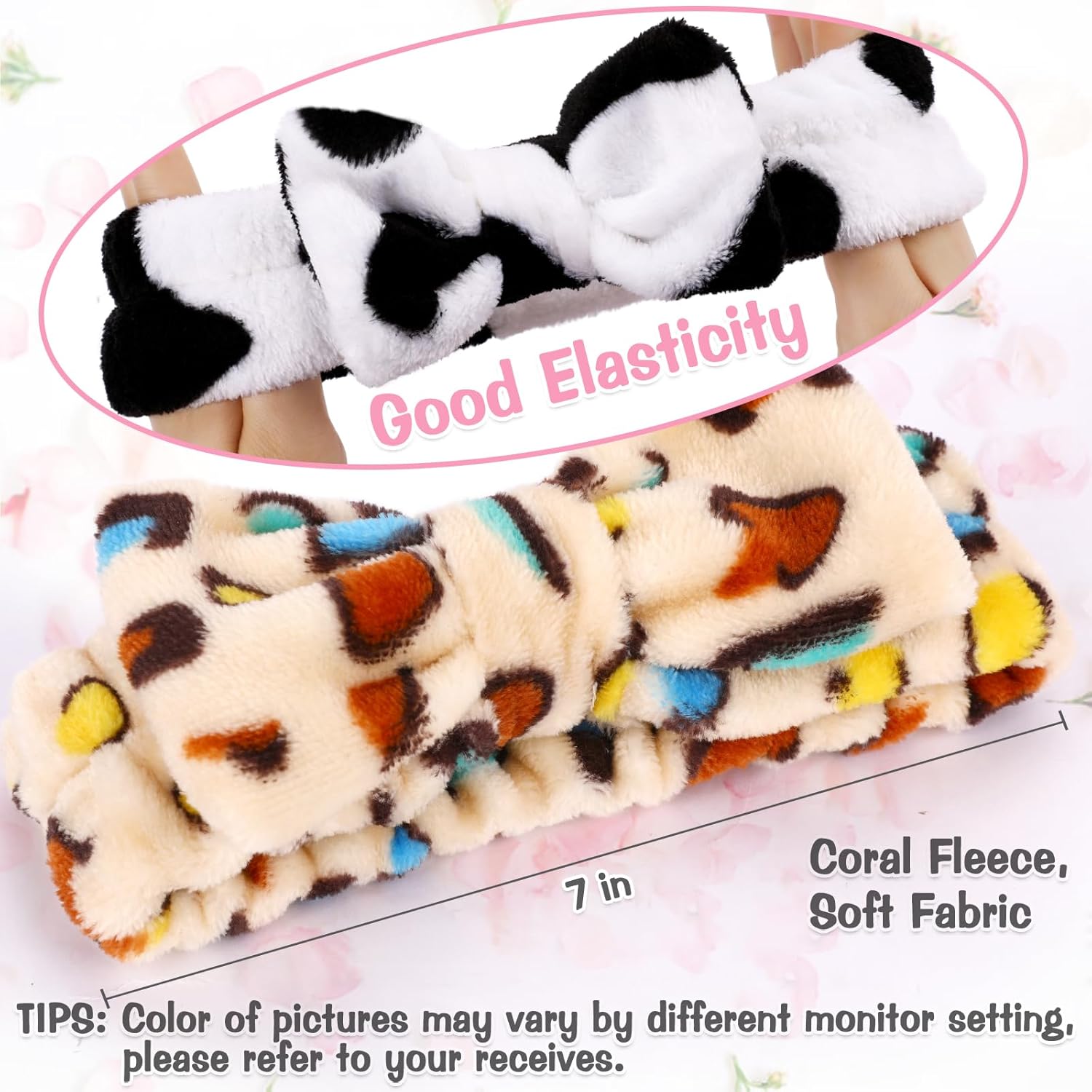 6 Pack Spa Headband for Women Skincare Makeup Headband Soft Coral Fleece Bow Hairband Party Favors Goody Bag Stuffers Christmas Stocking Stuffers for Woman Teen Adult Spa Gifts For Women Gifts - Image 5