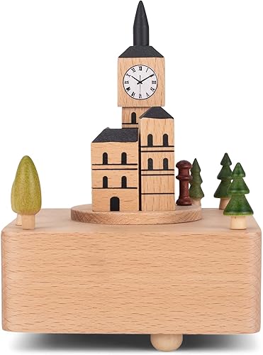 Miniatura 3 de Cottage Garden Big Ben - Figura musical de madera de madera de haya, 6 pulgadas