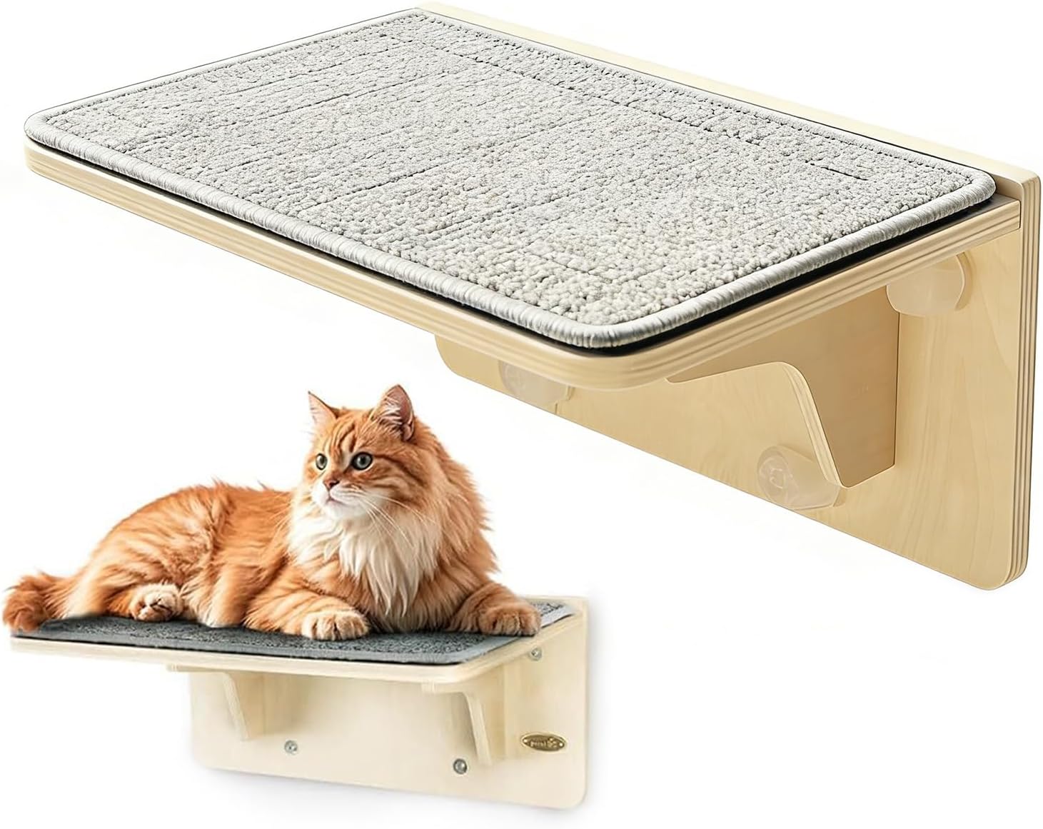 Cat Perch Window Bed, Suction Cup Wooden Pet Rest Seat, Window Mounted Cat Perches, for Apartment Farmhouse Living Room Bedroom Penthouse Attic