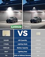 LOTMOS 342 LED napelemes kültéri lámpa mozgásérzékelővel, IP65 vízálló, 3 módú reflektor távirányítóval 6