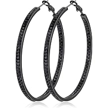 CiNily Large Hoop Earrings for Women Hypoallergenic, Stainless Steel Big Hoop Earring Rhinestone Hoops Small Hoop Earrings Jewelry Gift 40/50/60MM