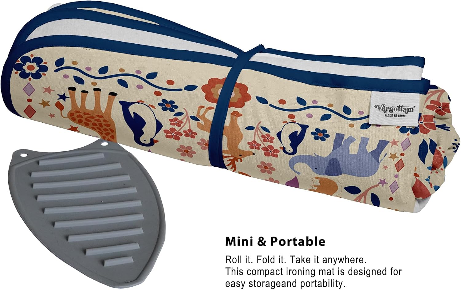 Cotton Magnetic Ironing Mat - Washable Fabric, Fiber Pad & Iron Rest - Foldable, Lightweight Ironing Surface for Tabletop, Washer, or Dryer - Kids