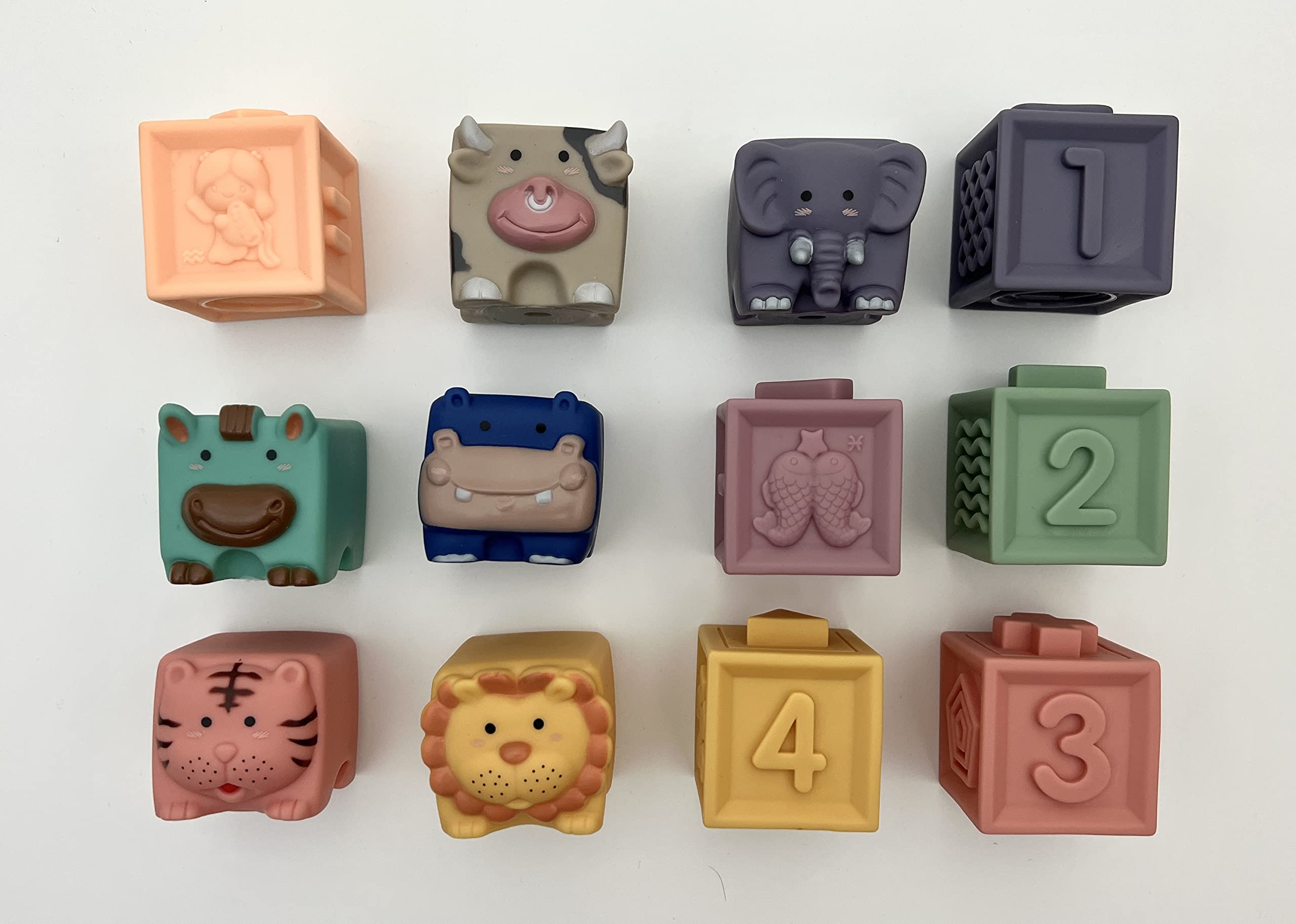 Little Ones Baby steps Big DreamsAnimal Cube & Number Blocks, Silicone Educational Toy, Montessori Toy, Teether Squeeze Play 17 * 31 * 6