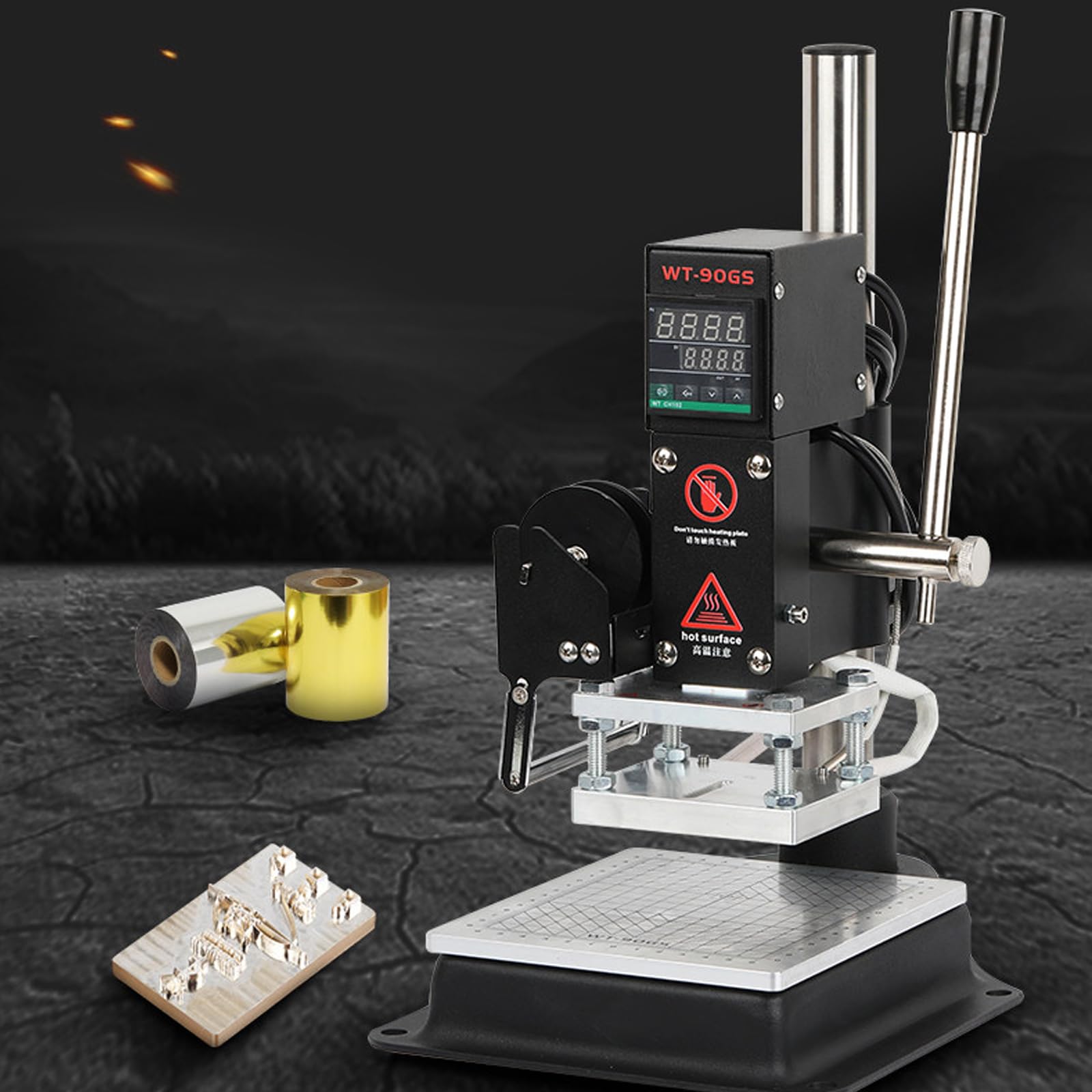 QYLTTDM Hot Foil Stamping Machine 10x13cm With U-slot & Movable Table, Manual Tipper Stamper, Digital Embossing Machine, For Pvc Wood Pu Leather 8 * 10cm