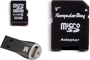 Komputerbay 32GB MicroSDHC Card High Speed Class 6 with Micro SD Adapter and Micro USB Reader