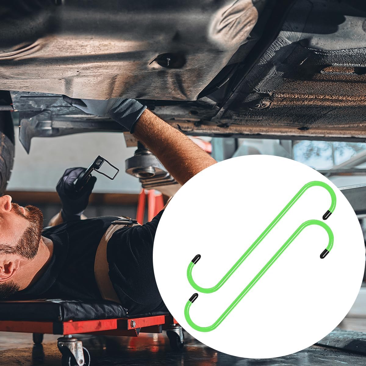 Car Brake Caliper Hanger Hooks, 2PCS Durable Vehicle Brake Caliper Tool with Rubber Tips, Automotive Braking Bearing Axle Suspension Work Accessories, Universal for Sedan RV Truck (Green)
