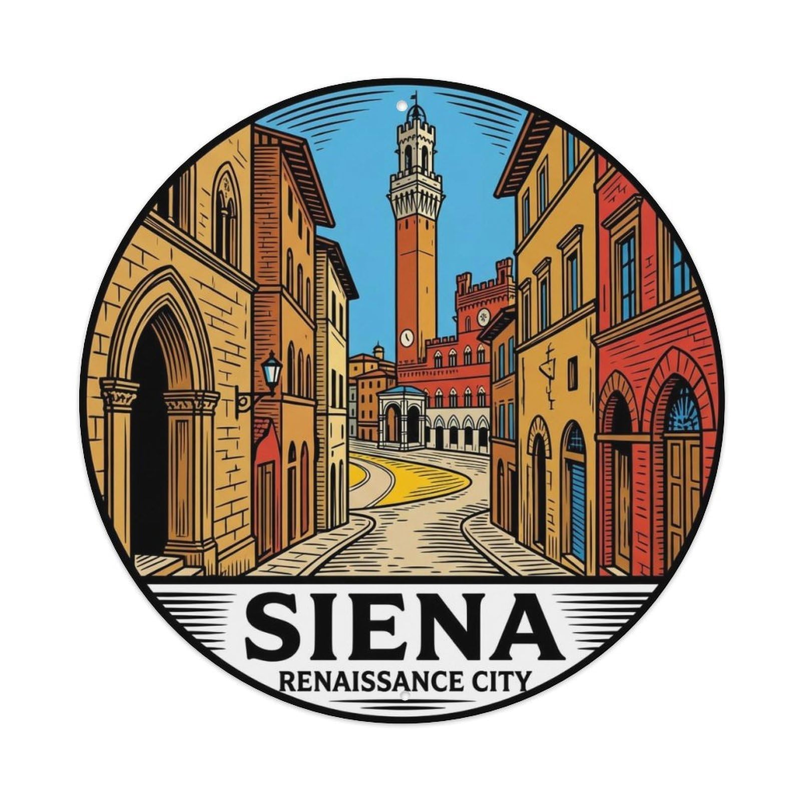 Vintage Travel Siena Italy Voyage Metal Tin Sign