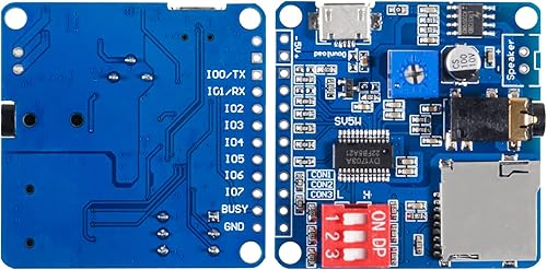 Miniatura 5 de 2 unids placa de módulo de reproducción de voz, reproductor de MP3 Módulo de voz de música, 5W 64MBit Flash Serial Control Tarjeta SDTF Disparador