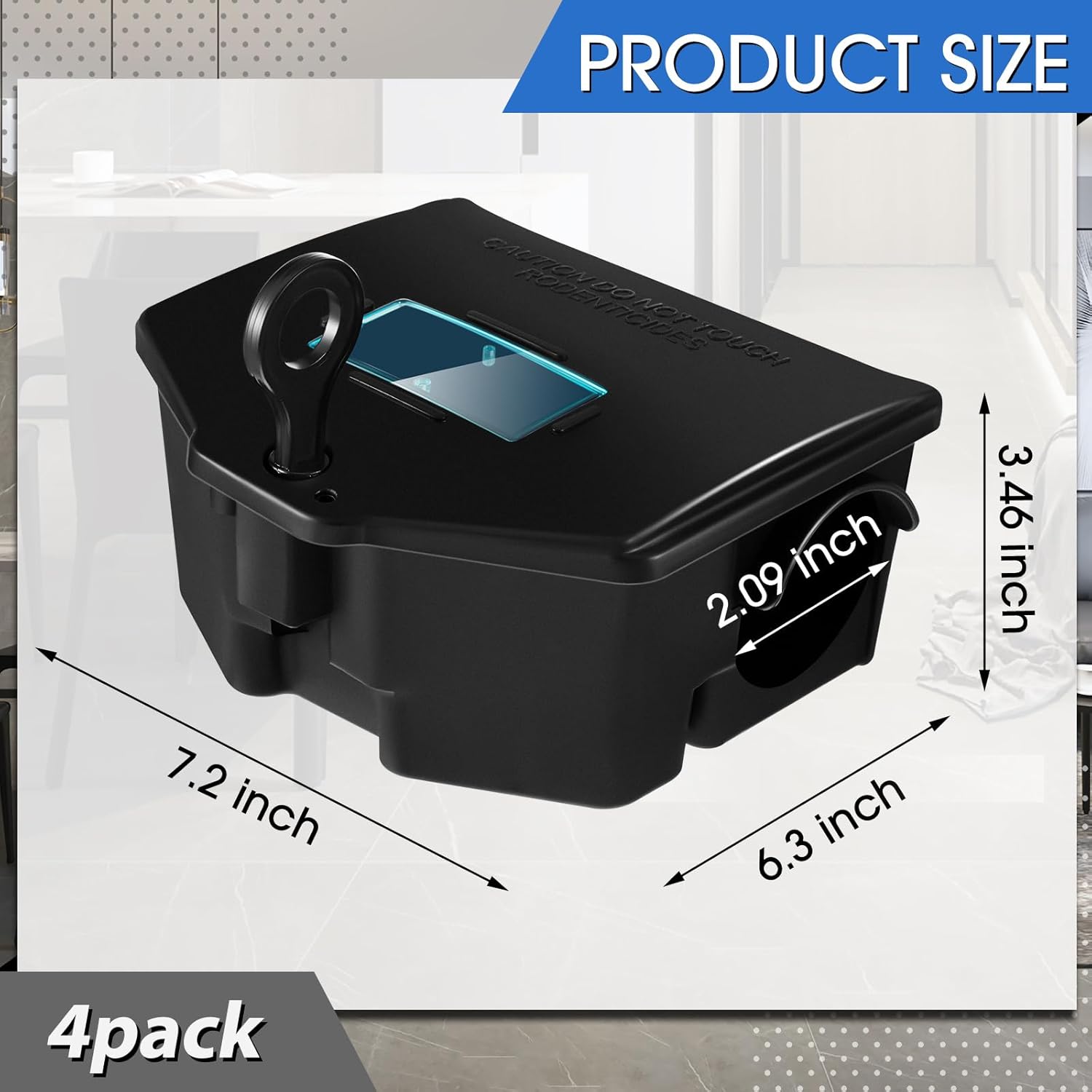 Qualirey 4 Pcs Rodent Bait Station with Key Rat Station Traps Reusable Mouse Traps Smart Tamper Proof Cage House Heavy Duty Boxes for Rodents Outdoor Rats Mice, Bait Not Included