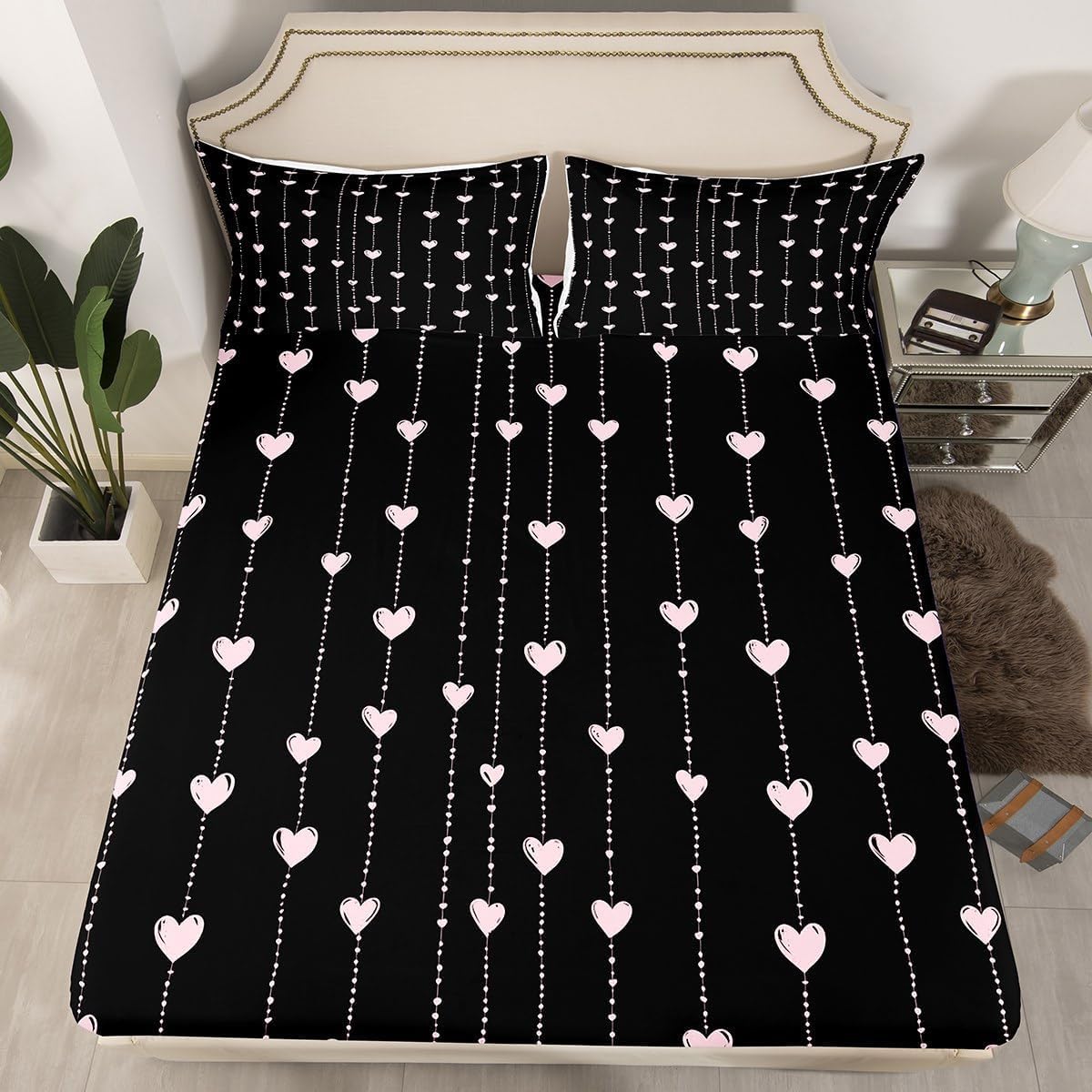 Housse de couette rose motif cœur pour illuminer la chambre des enfants, filles et adultes