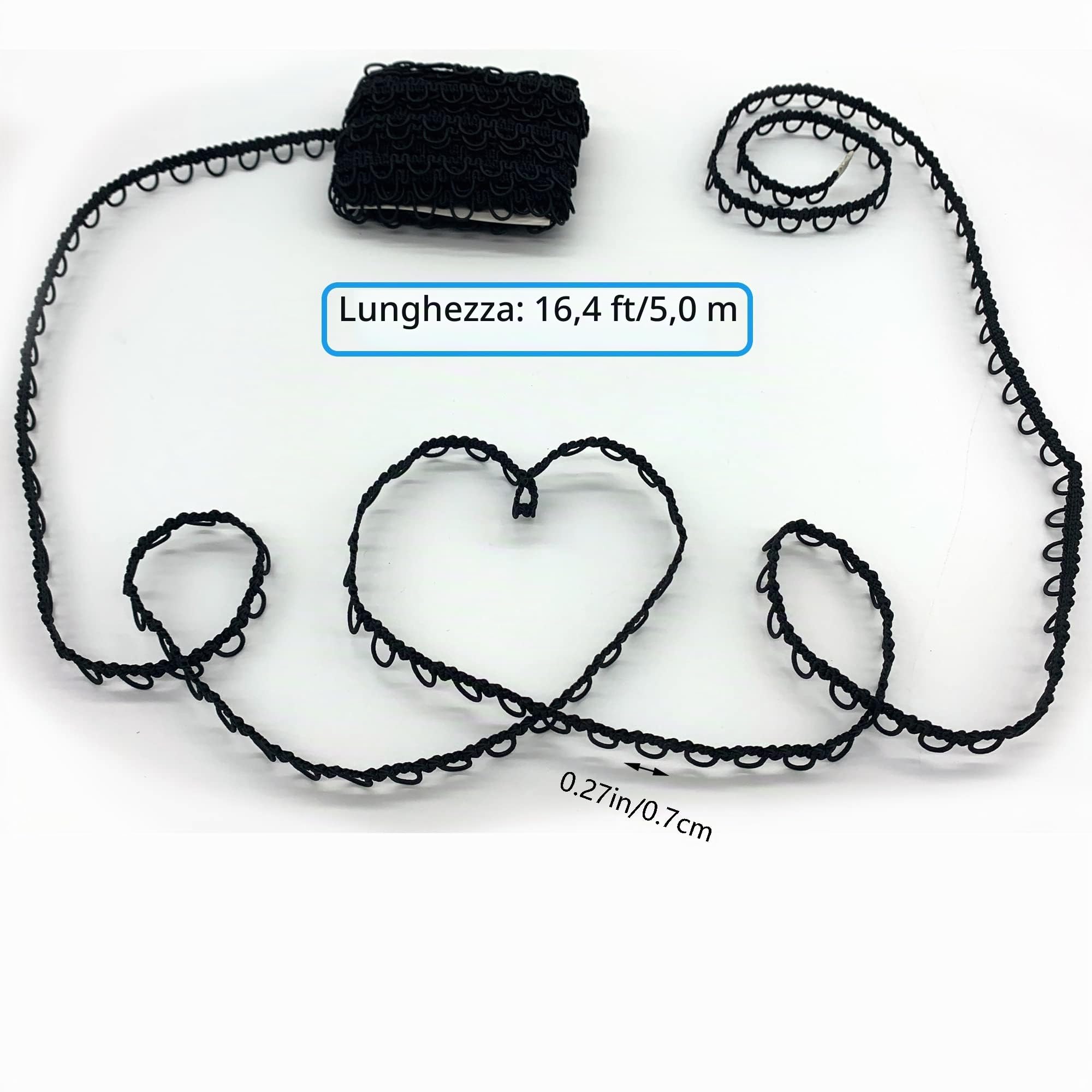 DHER Elastico con Asola Asola Elastica 5 m per asole, Cordino Elastico per Colletto da Donna, Fibbia Elasticizzata, Ornamento per asole Elasticizzato in Pizzo, asole Elastiche per Matrimonio