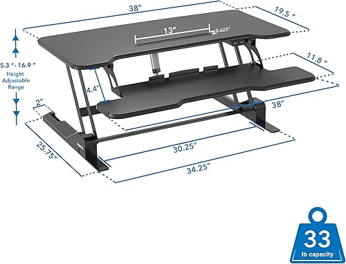 Miniatura 7 de Mount-It! Convertidor de escritorio eléctrico de pie con mesa de 38 pulgadas, elevador de escritorio de pie ajustable en altura, elevador de