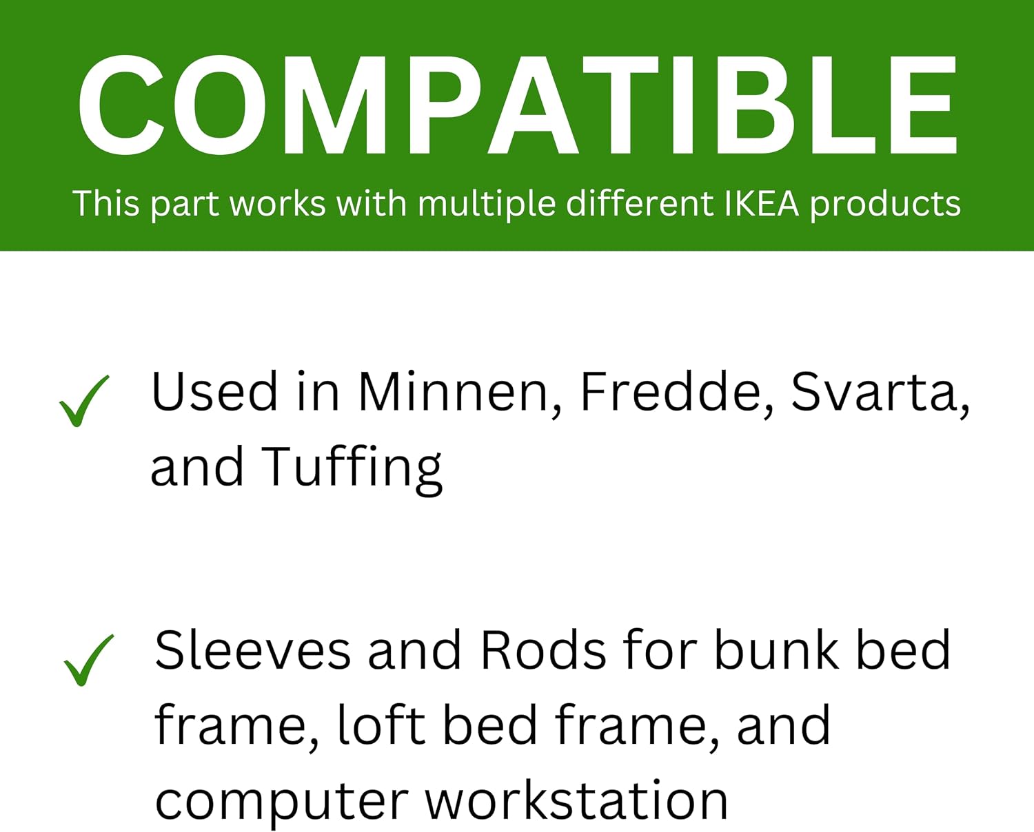 Spare Hardware Parts Bed Frame Set, Long Round Coupling Nut Sleeve and Threaded Rod (Replacement for IKEA Part #106986 + 100013) (Pack of 4 Each)