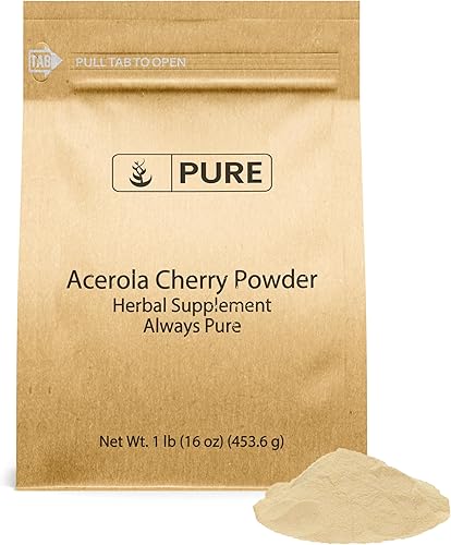 Pure Original Ingredients Acerola Cherry Powder sin OMG, sin gluten, embalaje ecológico (1 libra)