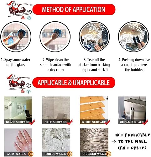 Miniatura 4 de ONDY Christmas Snowflake Window Cling Stickers for Glass, Xmas Decals Decorations Holiday Snowflake Santa Claus Reindeer Decals for Party, Christmas