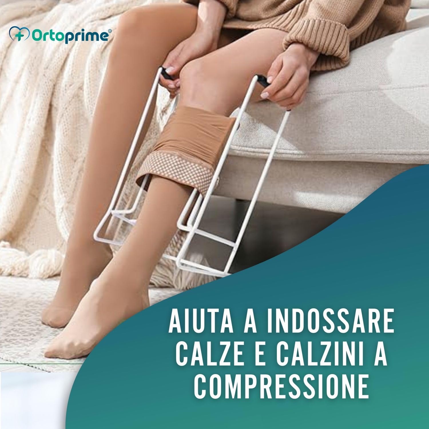 OrtoPrime Infila calze in acciaio – Infila calze per anziani facile da usare – Infila calze elastiche compressive per anziani – Attrezzo pratico per metti calze in autonomia