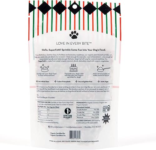 Miniatura 2 de Lord Jameson Holiday SuperFetti - Gránulos para perros, 3 onzas, rojo y verde, adorno orgánico para alimentos hechos de coco, golosinas