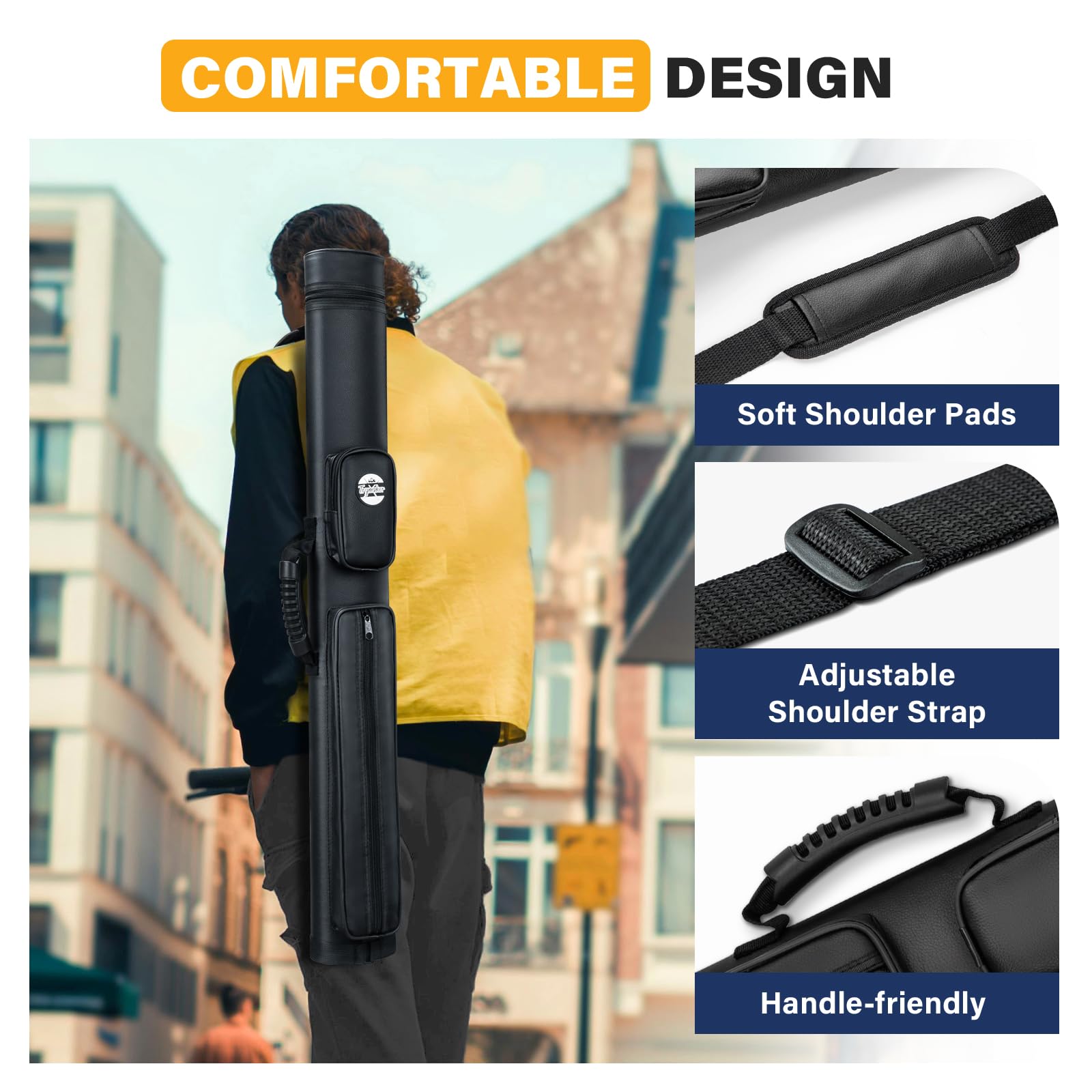 Trymaker Étui rigide pour queue de billard 2x2 (pas pour 3/4) - Sac rigide pour 2 bâtons - Accessoires de billard