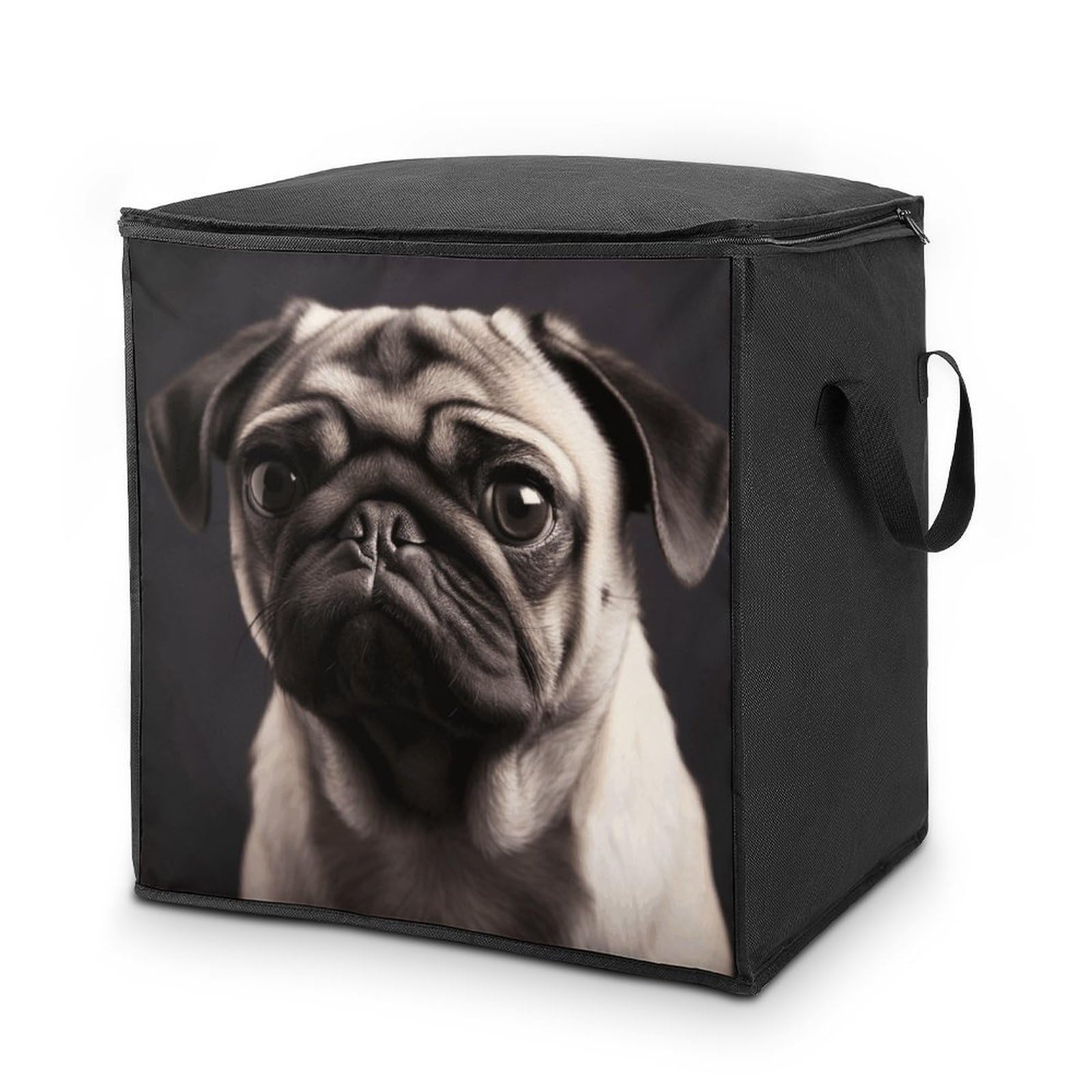 70L Pug Storage Bag With Zipper Closet Organizers with Handle for Home Storage Organizer for Blankets Quilts Clothes Comforter Bedding And Pillows