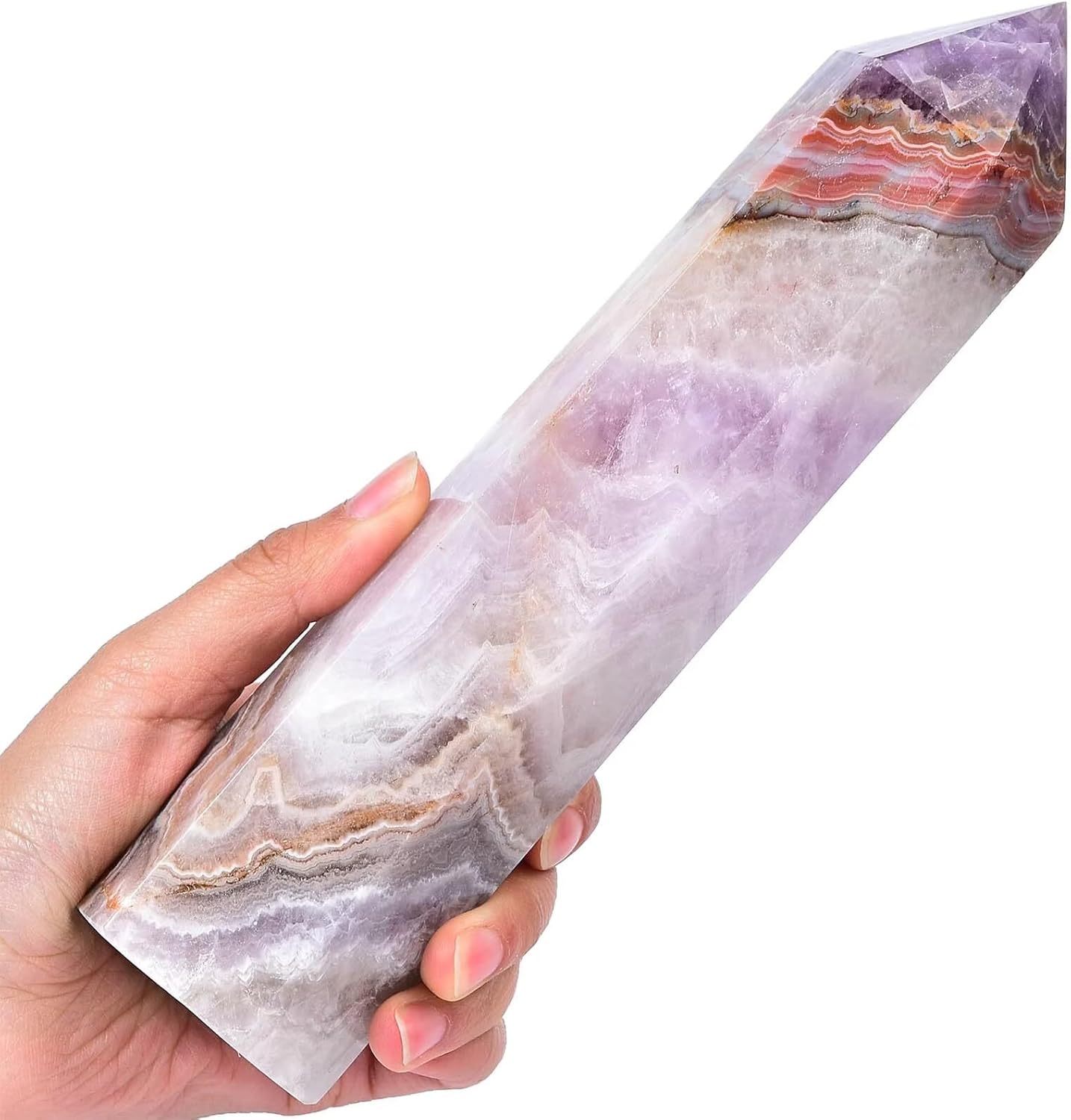 Purple Amethyst Agate Stone Tower Obelisk Large Healing Crystal Rock Point Wand Reiki Healing Gifts 1.7-2.2 LBS
