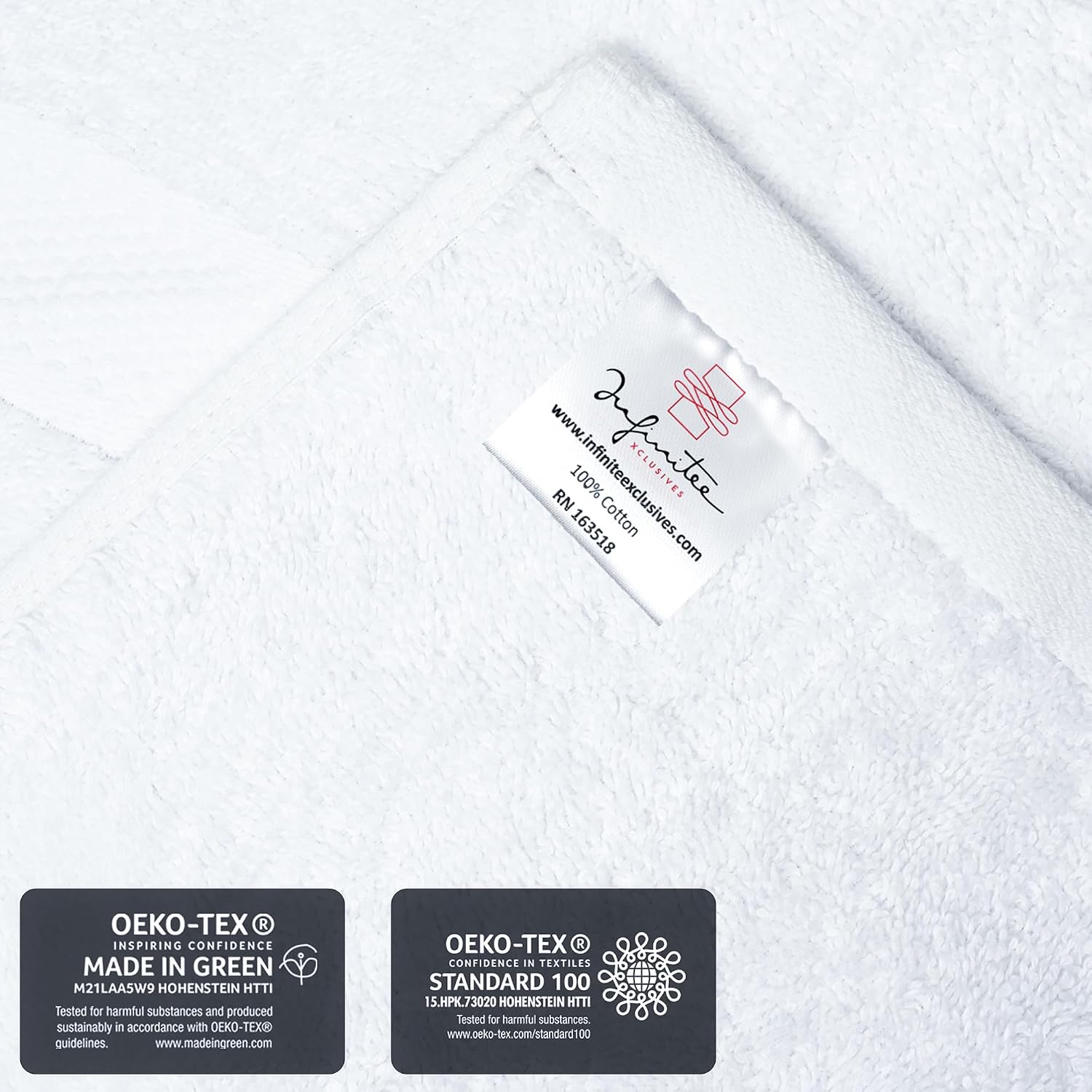 Infinitee Xclusives Luxury Wash Cloths for Showering [13x13] – 100% Cotton Washcloths [Pack of 12], Soft and Absorbent Face Towels for Bathroom Wash Clothes, Gym, and Spa (Brilliant White)
