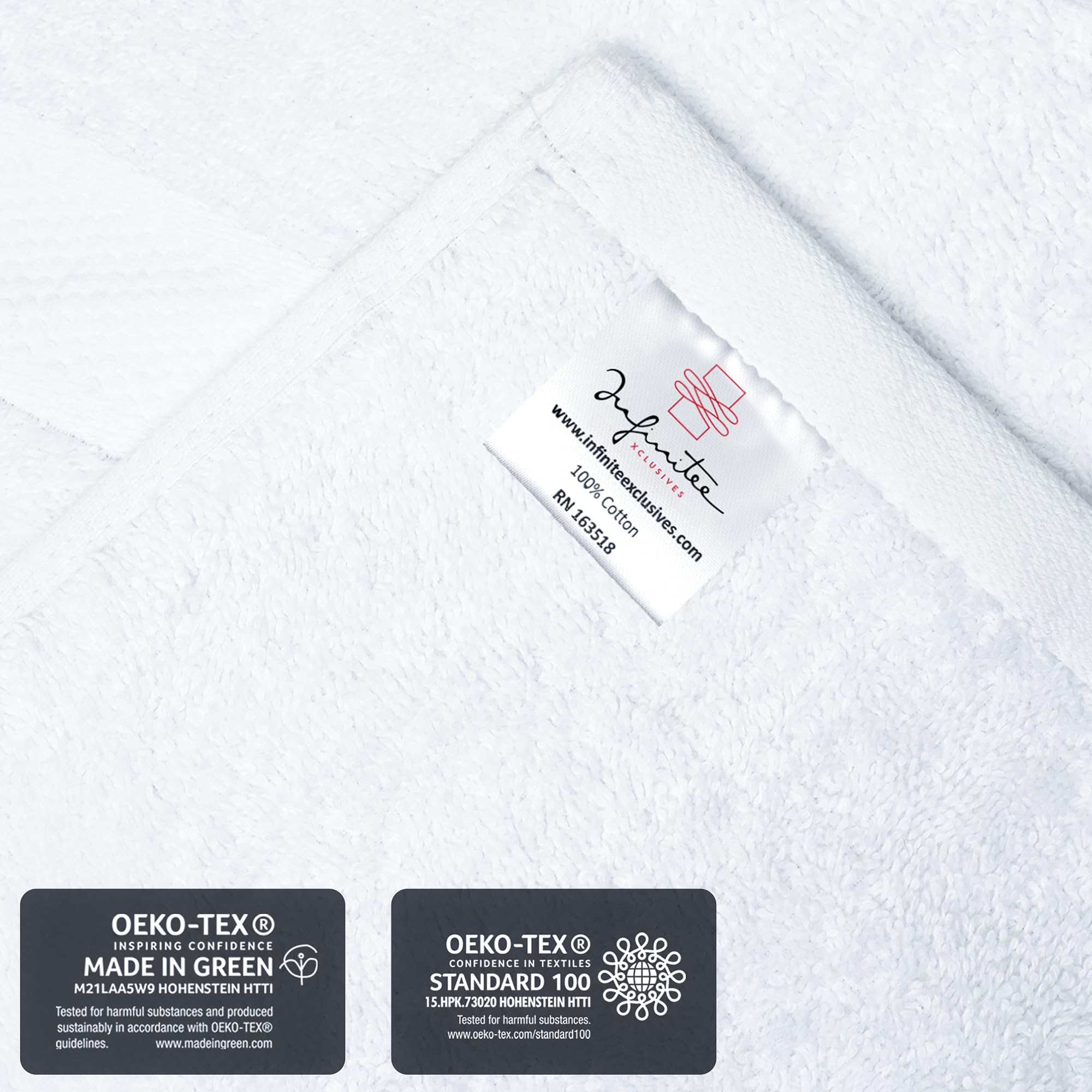 Infinitee Xclusives - 12 Pack 100% Cotton Face Cloths Wash Cloths |30x30 cm| - Ultra Soft & Highly Absorbent Fingertip Towels for Spa, Gym, Hotel & Bathroom |Brilliant White| — view 5