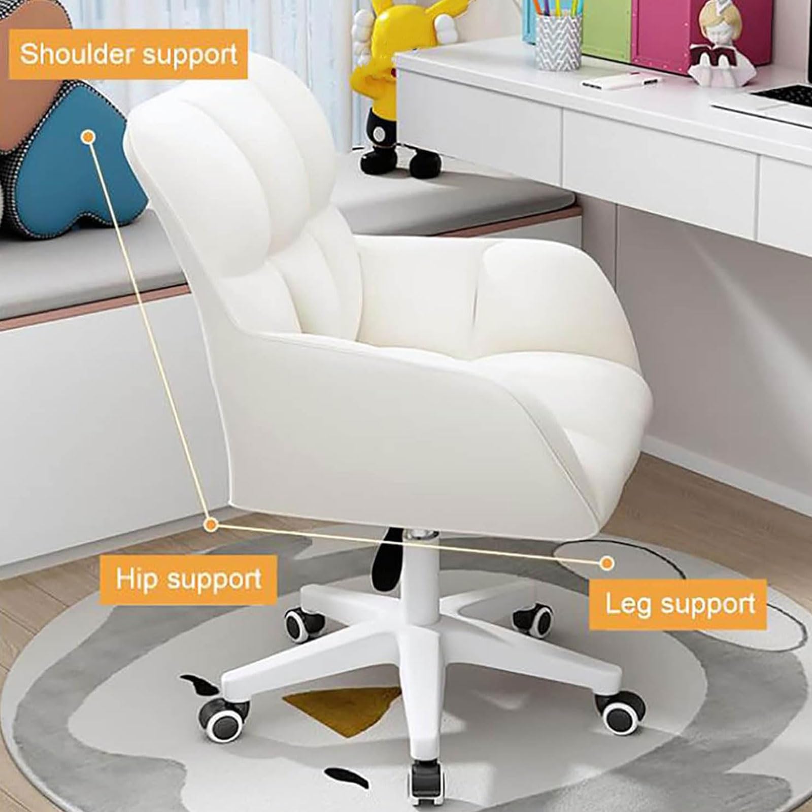 Sedia da gioco ergonomica girevole da ufficio con altezza regolabile, comoda sedia imbottita per casa, ufficio, studio e sessioni di gioco