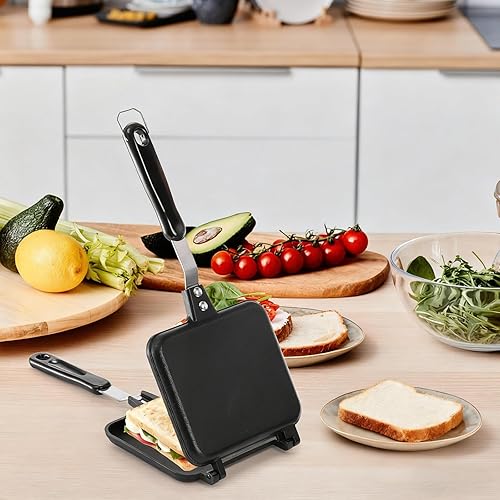 Miniatura 7 de Máquina de sándwiches calientes, tostadora de sándwich a la parrilla para panqueques pequeños, sartén antiadherente de doble cara, sartén para
