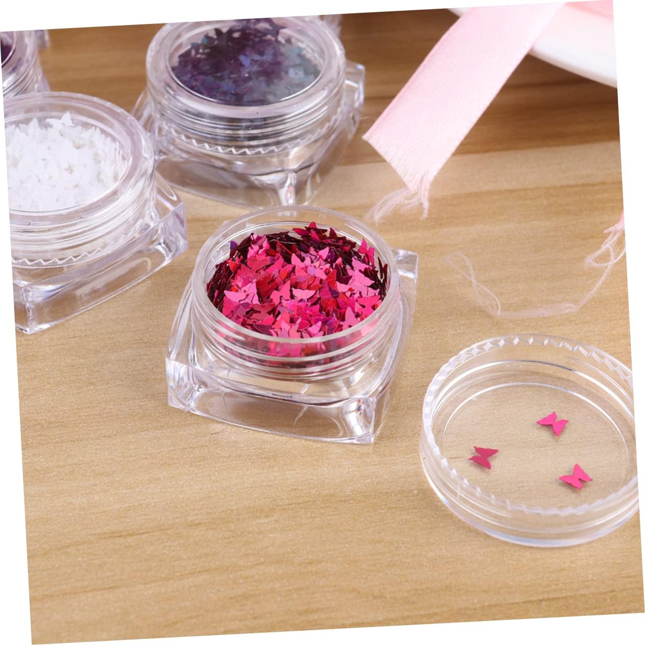 Housoutil 3 Sets 12 Nail Sequins Face Paint Glitter Decor Toe Organizer Nail Stickers for Nail Art Adhesive Tip Nail Charms Sticky Tabs for Nails Impress Polish French Nails Nail Paillette