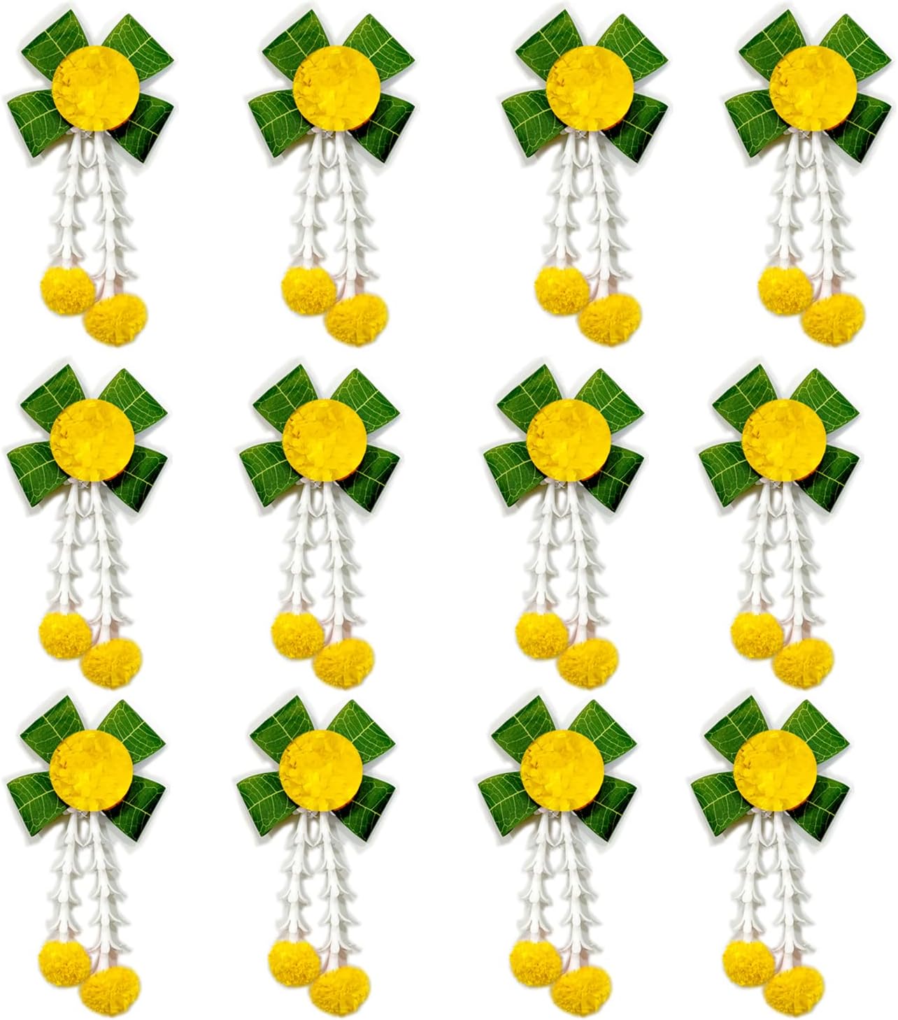 S2S Mango Leaves and Flowers Decoration at Home | Wedding Decorations, Event Decor | Easy Simple Backdrop - Yellow (Pack of 12 Pcs)