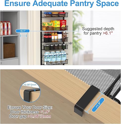 Miniatura 6 de VyGrow Organizador de despensa sobre la puerta, organizador de 10 niveles sobre la puerta con cesta ajustable, organización de puerta de despensa