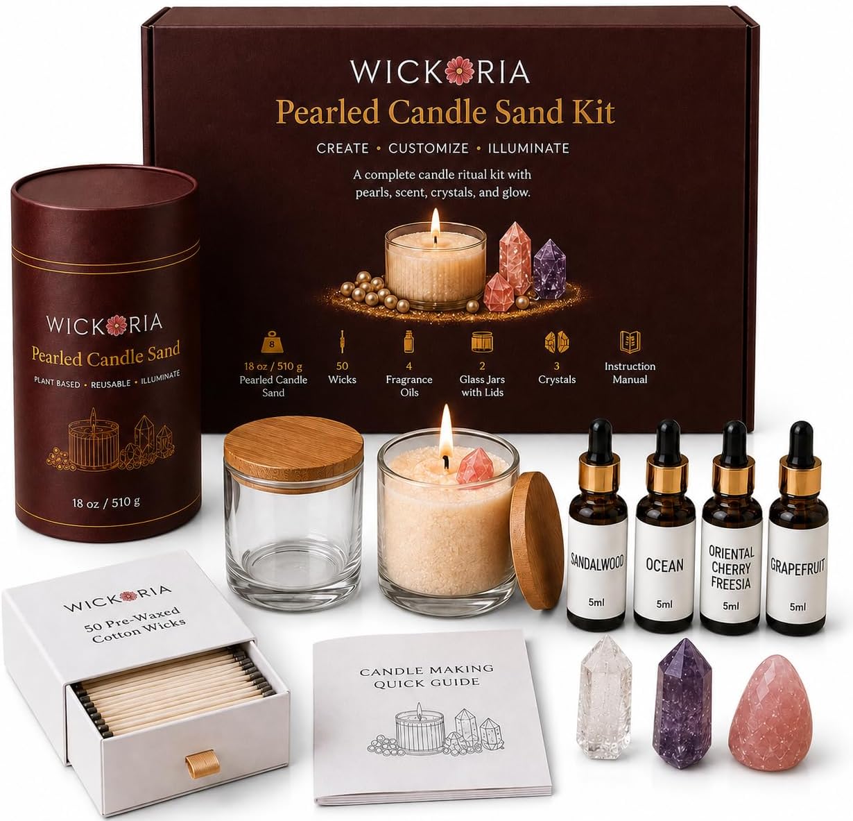 Pearled Candle Sand Kit, 18oz Candle Sand w/Wicks, Gifts for Home