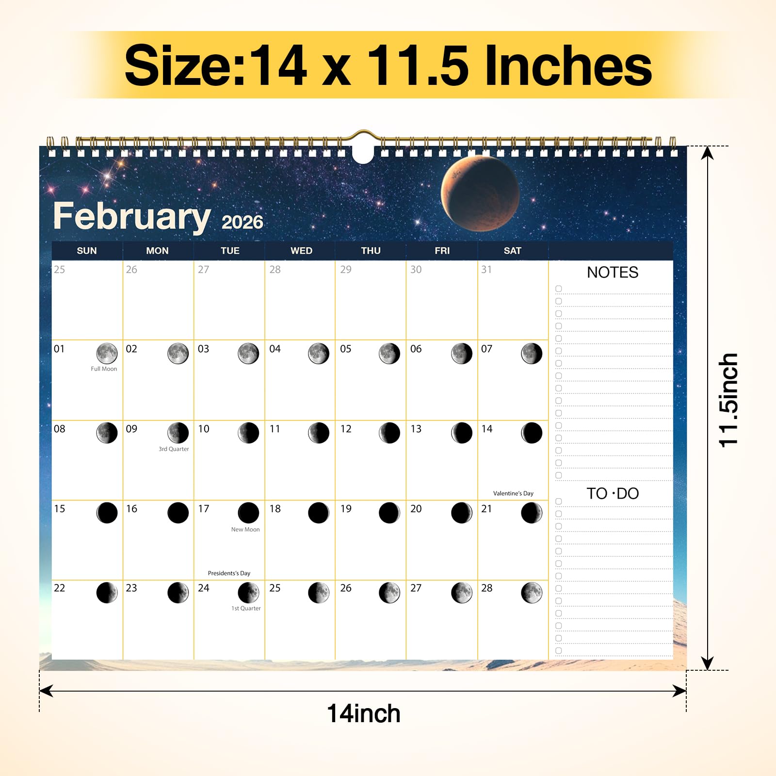 Calendrier mural 2026 – Calendrier lunaire 18 mois
