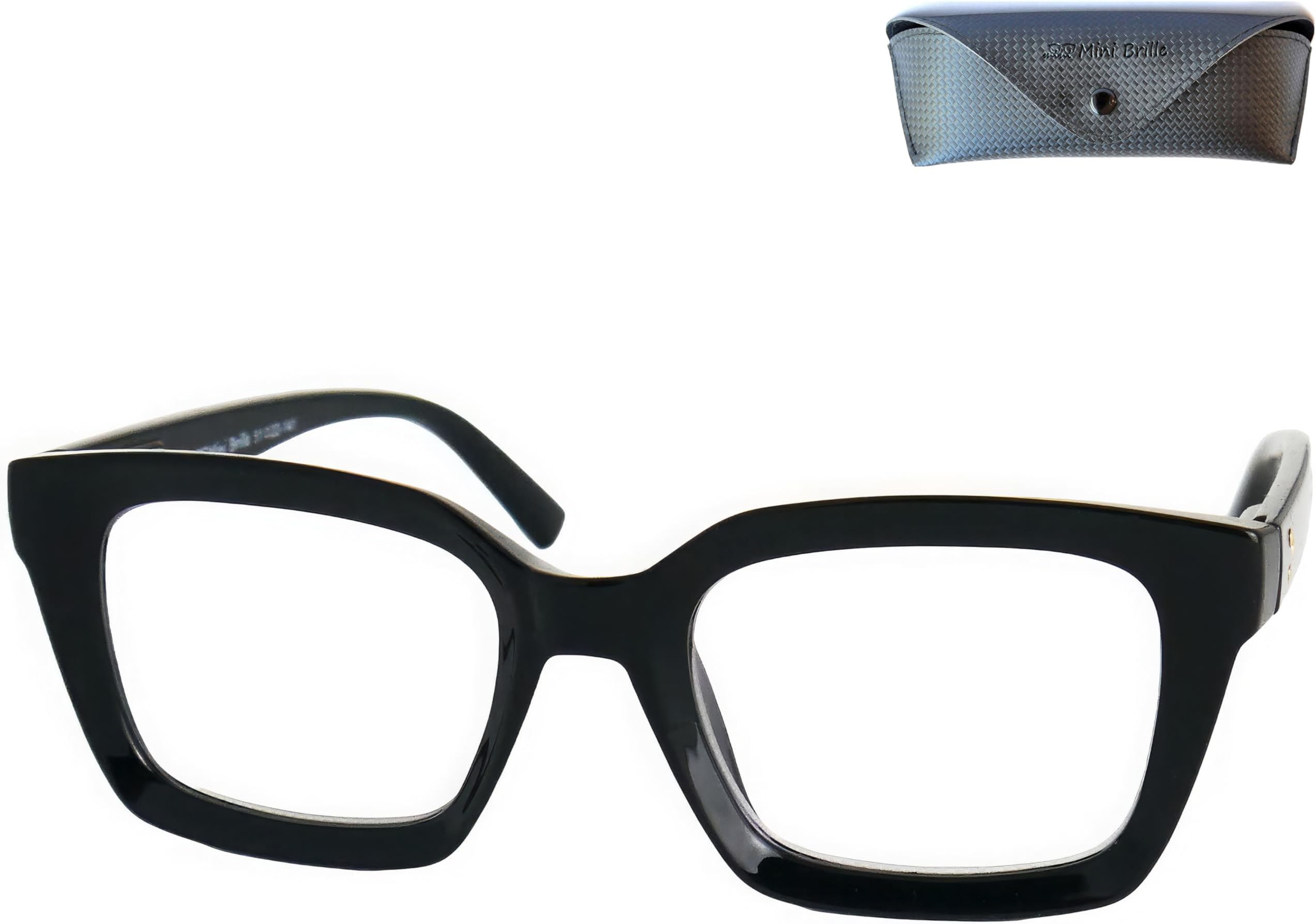Mini Brille - Stylish Retro Thick Frame Reading Glasses with Large Lenses, Oversize Plastic Frame, Women Reading Aid