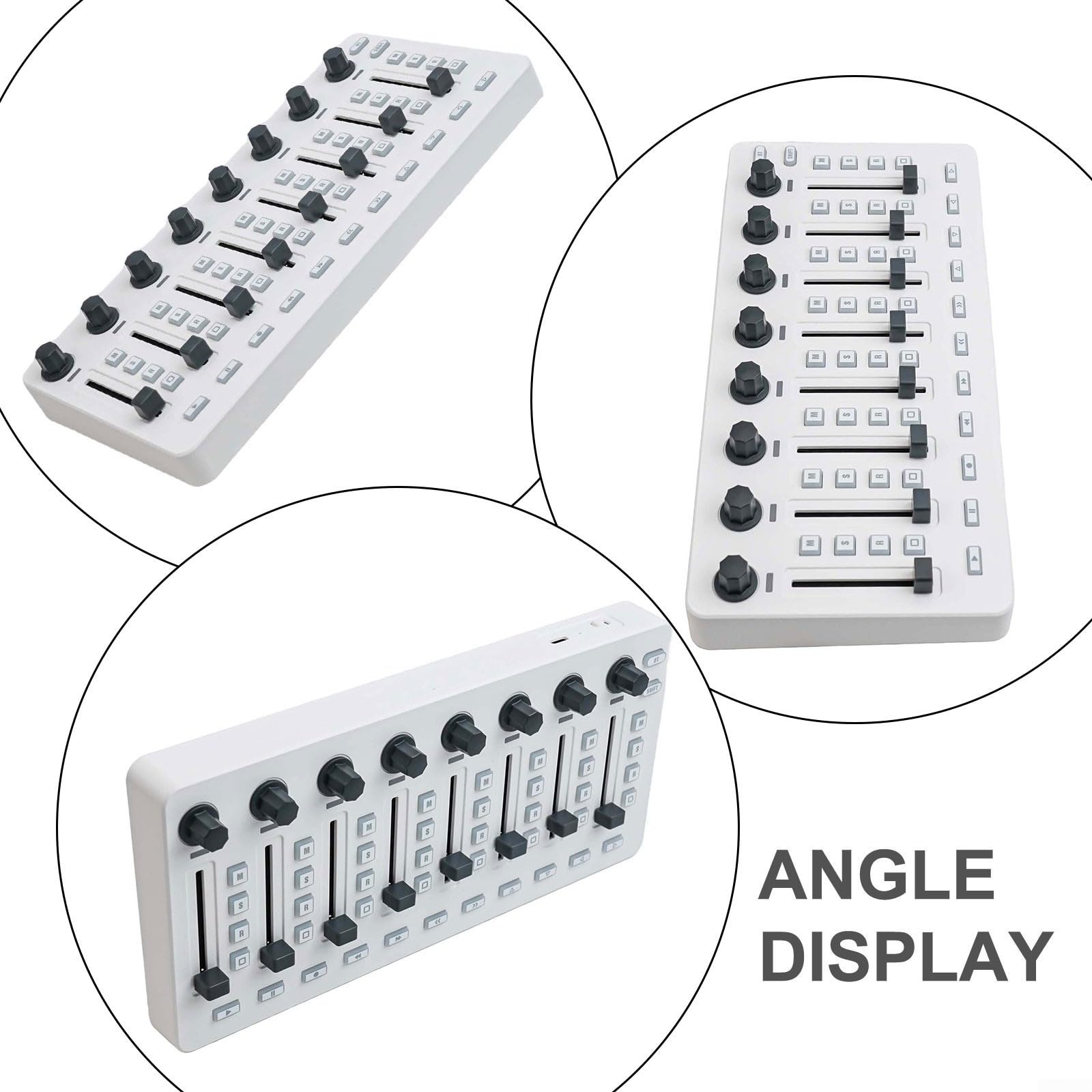 8 pomos para mezclador de controlador midi, 43 teclas asignables, 8 pomos | Conexión inalámbrica BT y con cable USB, 43 teclas asignables, compatible con los principales DAW, flujo de trabajo de