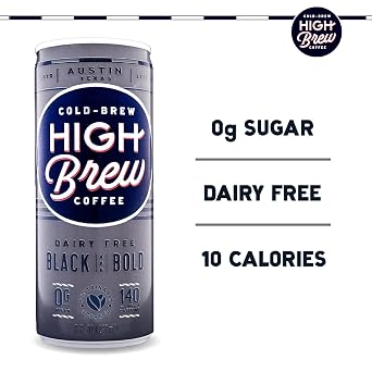 High Brew Black & Bold Cold Brew Coffee, Caffeinated, Dairy Free, 8 Ounces (Pack Of 12)