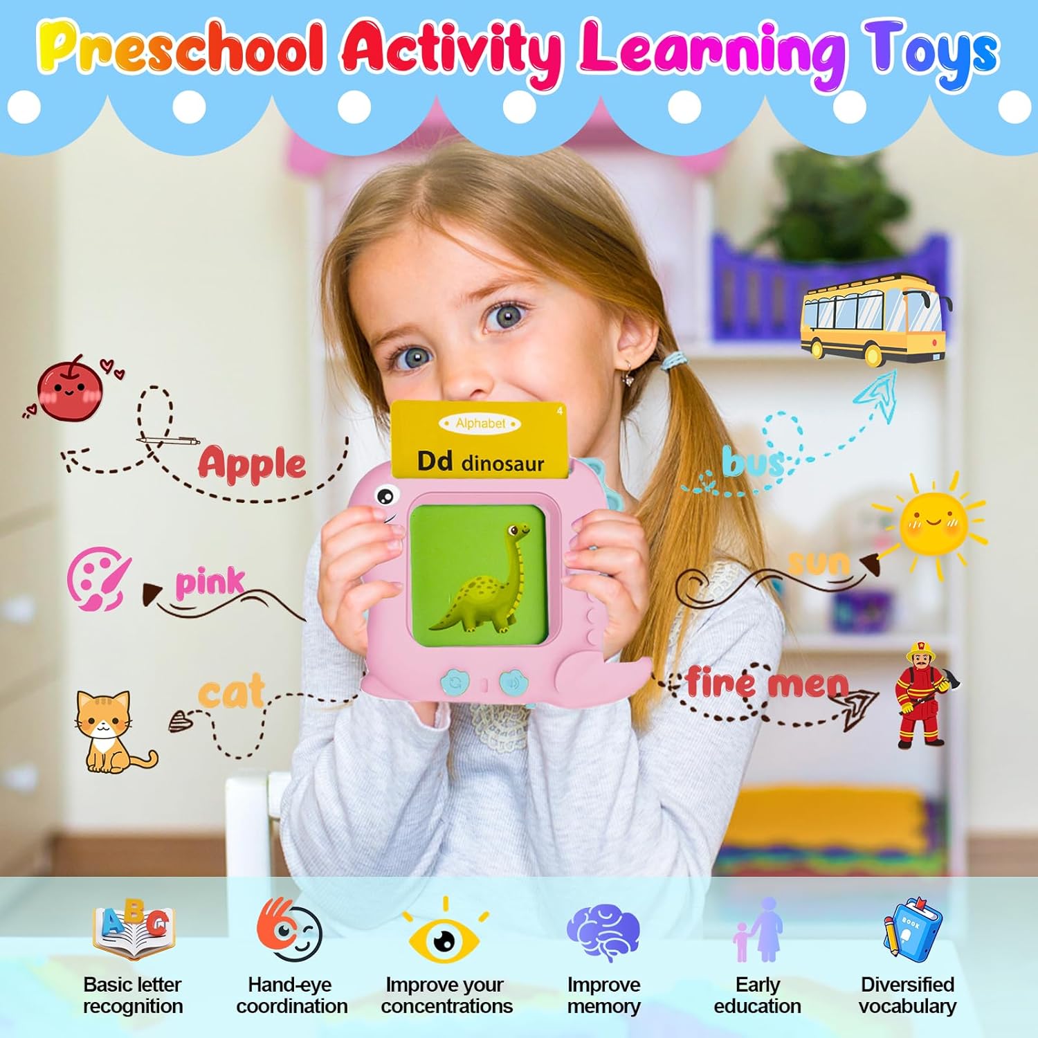 Talking Flash Cards for Toddlers 1-5 Years Old, Pocket Speech Therapy & Autism Sensory Toy with 336 Sight Words, Montessori Educational Learning Device Gift
