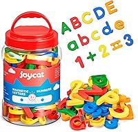 Vista 1 de JoyCat 78 piezas de letras magnéticas con números del alfabeto, imanes para nevera, ABC 123, aprendizaje educativo preescolar, juego de juguetes