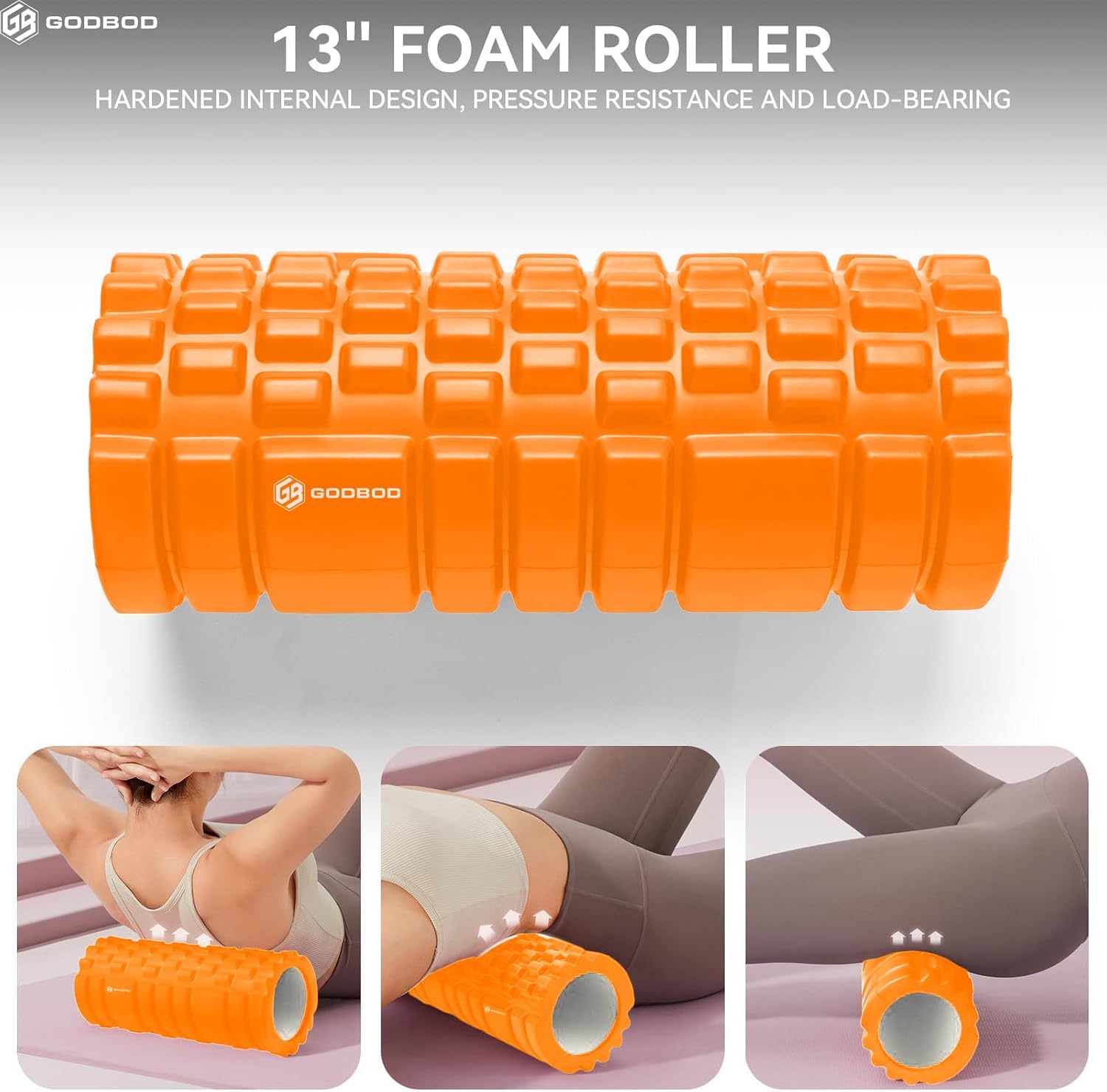 Strong Foam Roller - Deep Tissue Medium Density Muscle Massager with Myofascial Trigger Point Release, Back Massage Roller for Soreness and Mobility 13 x 5.5 Inch