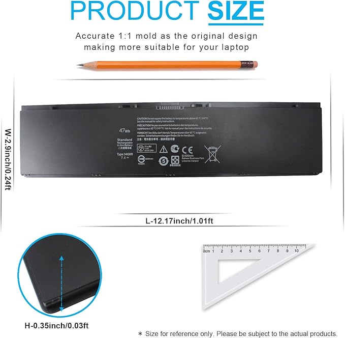 Batería Emanjor 34GKR Li-ion 7.4V 47Wh para Dell Latitude E7440 miniatura 3