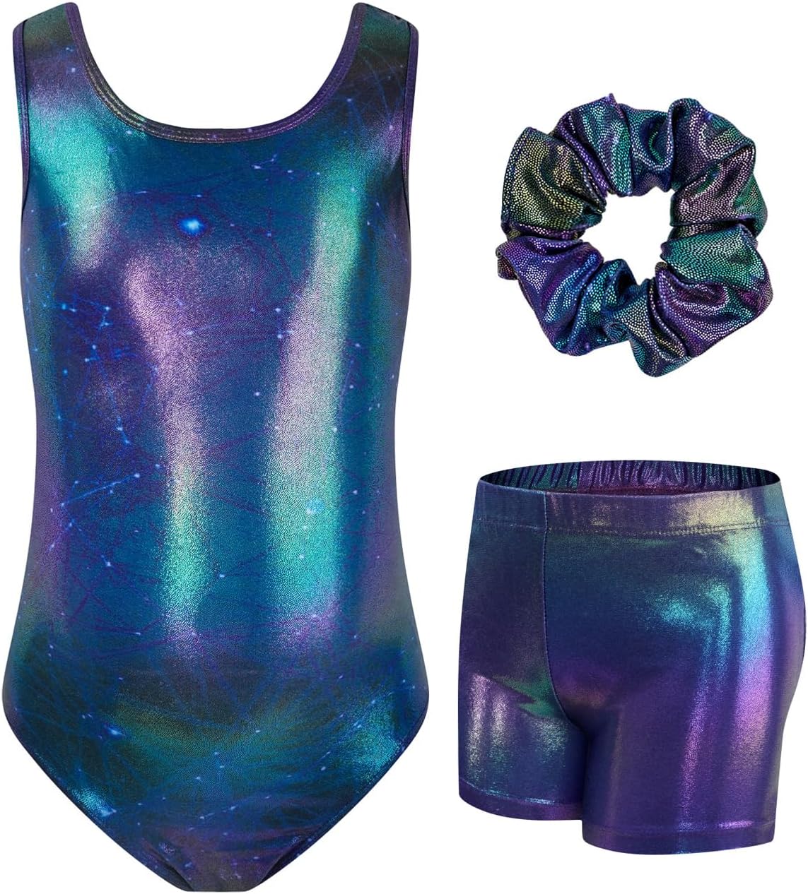 JiAmy Gymnastics Leotards for Girls with Cross Back Sparkly Dance Unitards with Shorts Biketards Outfit for 3-12 Years - Image 2