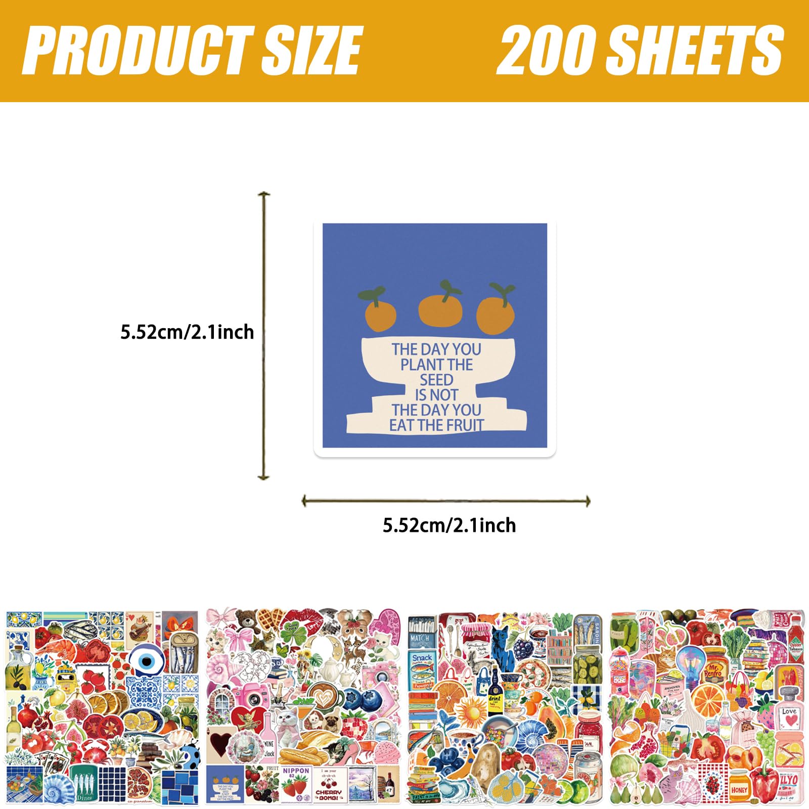 200Pcs Vintage Aesthetic Stickers Pack,Waterproof Vinyl Decals with Cute Watercolour Designs for Laptop,Water Bottle,Journaling & Scrapbook,Unique Gift for Girls,Teens & Adults (Mediterranean) - Image 2